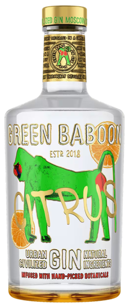 Изображение Джин 40% Грин Бабун цитрус Новабев Групп с/б, 0,5 л