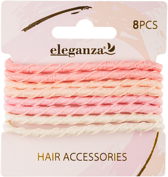 Изображение Резинка для волос Элеганза розовая белая Купман Интернэшнл к/у, 8 шт