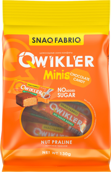 Изображение Батончик минис без сахара Снэк фабрик Квиклер шоколад-ореховое пралине Фитнес Фуд м/у, 130 г