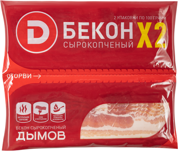 Изображение Мясо свиное с/к нарезка Дымов бекон Х2 Дымовское КП в/у, 200 г