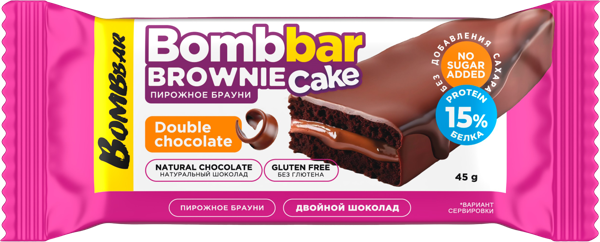 Изображение Пирожное протеиновое Бомббар брауни двойной шоколад Фитнес Фуд м/у, 45 г