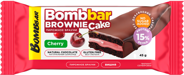 Изображение Пирожное протеиновое Бомббар брауни с вишней Фитнес Фуд м/у, 45 г
