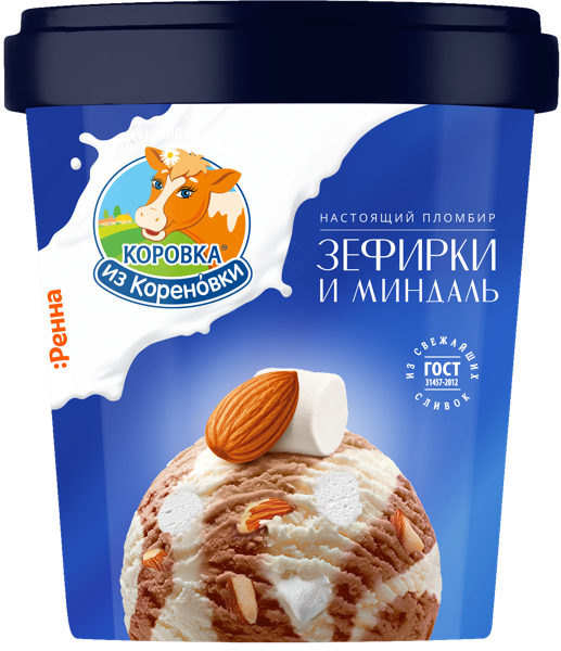 Изображение Мороженое пломбир Коровка из Кореновки с зефиром шок и минд Кореновский МКК бум/ст, 300 г