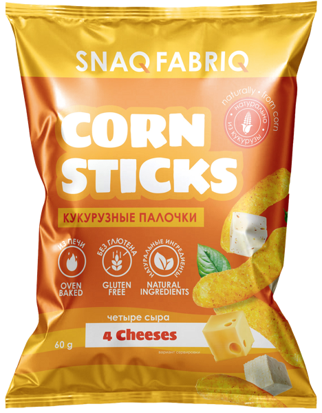 Изображение Чипсы кукурузные без глютена Снэк фабрик четыре сыра Фитнес Фуд м/у, 60 г