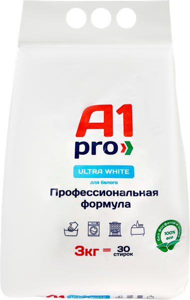 Изображение Стиральный порошок автомат А1ПРО белое белье Трансазия м/у, 3 КГ