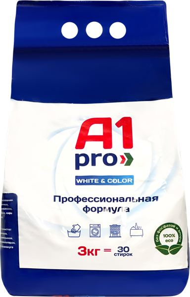 Изображение Стиральный порошок автомат А1ПРО белое и цветное белье Трансазия м/у, 3 КГ