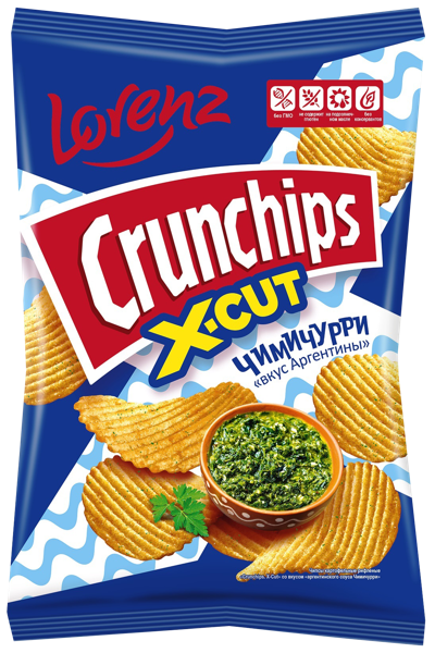 Изображение Чипсы картофельные Лоренц Кранчипс рифленые соус чимичурри Лоренц м/у, 70 г