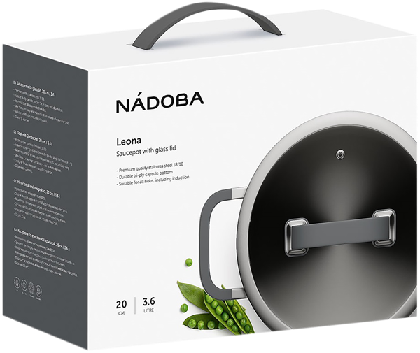 Изображение Кастрюля 3,6л с крышкой Надоба леона нерж сталь Надоба кор, 1 шт