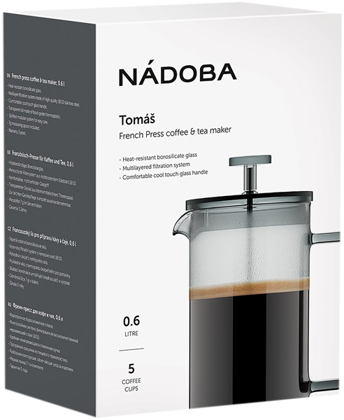 Изображение Френч-пресс 0,6л прозрачный Надоба томас стекло Надоба кор, 1 шт