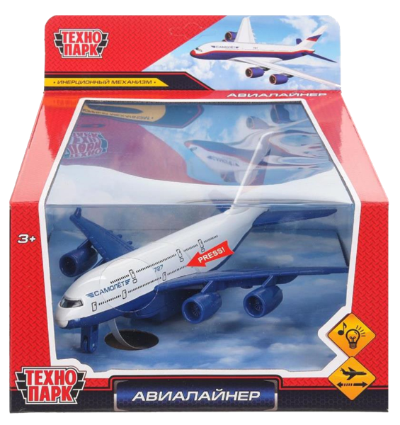 Изображение Авиалайнер  22см инерционный Технопарк пассажирский Хуада Той к/у, 1 шт