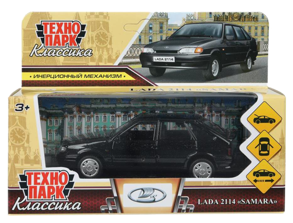 Изображение Машина 12см инерционная Технопарк ваз 2114 самара черная Хуада Той к/у, 1 шт