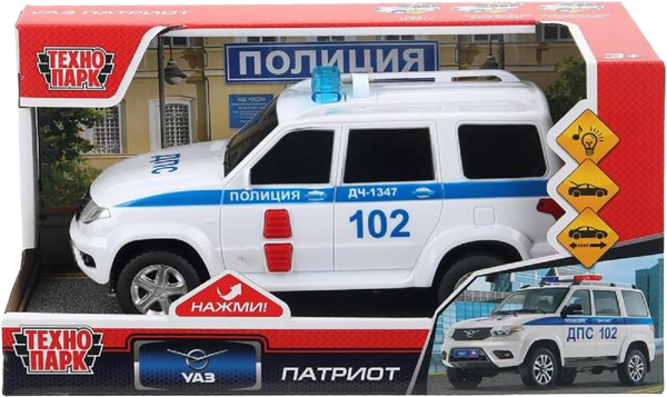 Изображение Машина 22см инерционная Технопарк уаз патриот полиция Хуада Той к/у, 1 шт