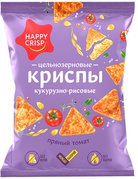 Изображение Чипсы кукурузно-рисовые Хэппи Крисп пряный томат Евро Фудс м/у, 50 г