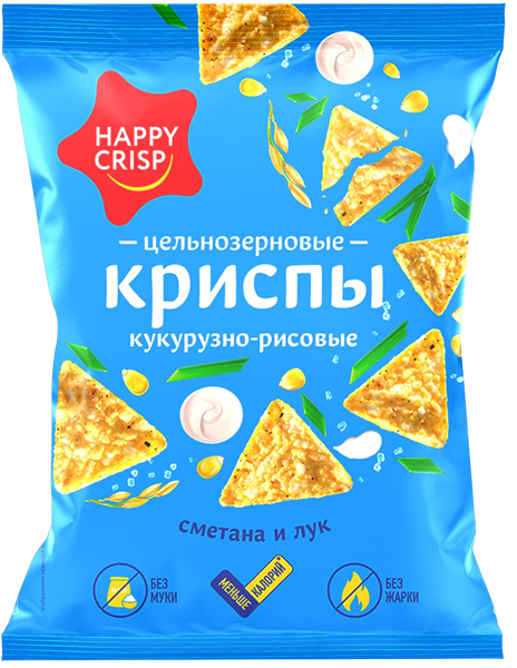 Изображение Чипсы кукурузно-рисовые Хэппи Крисп сметана лук Евро Фудс м/у, 50 г