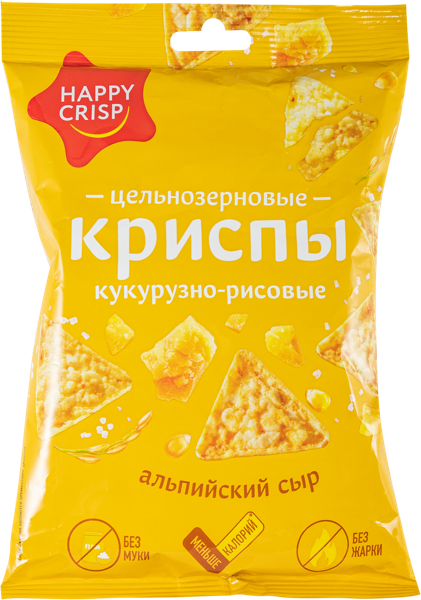 Изображение Чипсы кукурузно-рисовые Хэппи Крисп альпийский сыр Евро Фудс м/у, 50 г