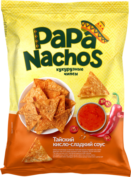Изображение Чипсы кукурузные Папа Начос кисло-сладкий соус Евро Фудс м/у, 150 г