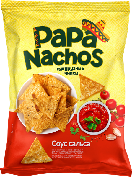 Изображение Чипсы кукурузные Папа Начос сальса Евро Фудс м/у, 75 г