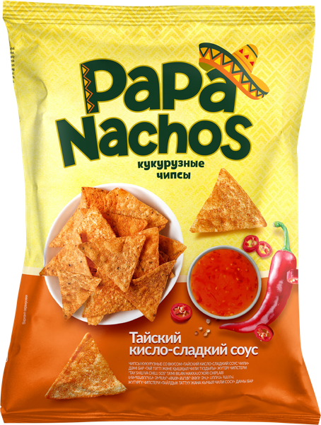 Изображение Чипсы кукурузные Папа Начос кисло-сладкий соус Евро Фудс м/у, 75 г