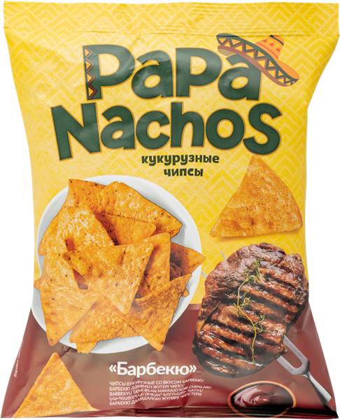 Изображение Чипсы кукурузные Папа Начос барбекю Евро Фудс м/у, 75 г