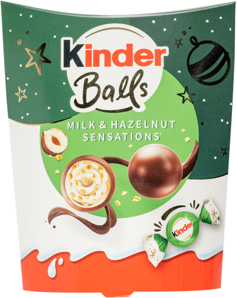 Изображение Конфеты в молочном шоколаде Киндер Болл с лесным орехом Ферреро м/у, 90 г