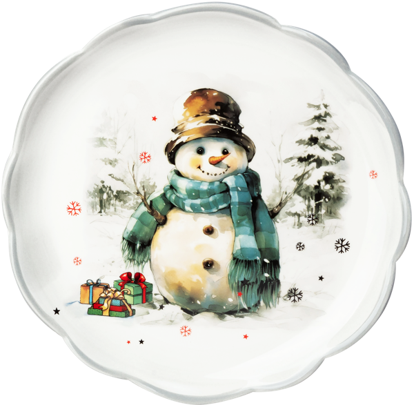 Изображение Тарелка 20,3см закусочная Агнесс с новым годом снеговик Агнесс , 1 шт
