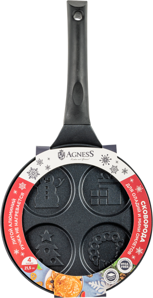 Изображение Сковорода 21,5см для 4 оладий Агнесс зимняя забава Агнесс , 1 шт