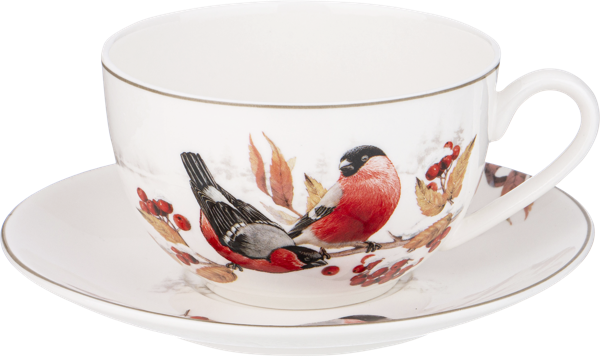 Изображение Чайная пара 300мл фарфор Лефард лесная сказка снегири Лефард , 1 шт