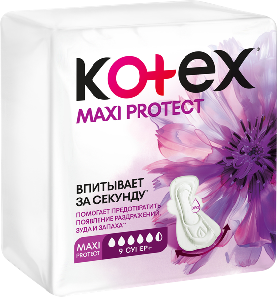 Изображение Прокладки супер плюс Котекс макси протект Кимберли Кларк м/у, 9 шт