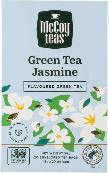 Изображение Чай зеленый в пакетиках Маккой жасмин Маккой Цейлон кор, 20*1,8 г