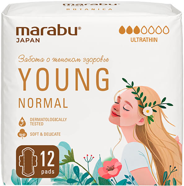 Изображение Прокладки нормал янг Марабу ультратонкие Фуцзянь Нова м/у, 12 шт