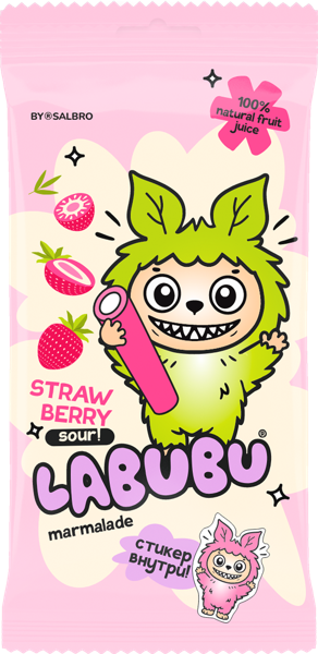 Изображение Мармелад жевательный Лабубу клубника кислый карандаш Салбро м/у, 75 г