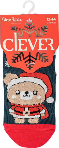 Изображение Носки размер 12 детские Клевер С4556 темно-зеленые мишка Клевер м/у, 1 пара