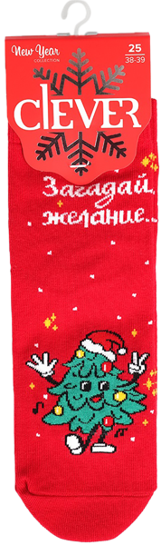 Изображение Носки размер 25 женские Клевер Д2558 красные елка Клевер м/у, 1 пара