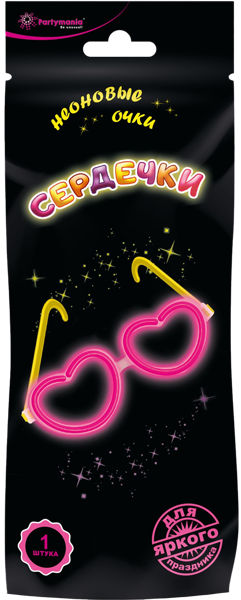 Изображение Набор неоновый Патимания очки-сердечки Нингбо Мерриарт Глоу Тек п/у, 1 шт