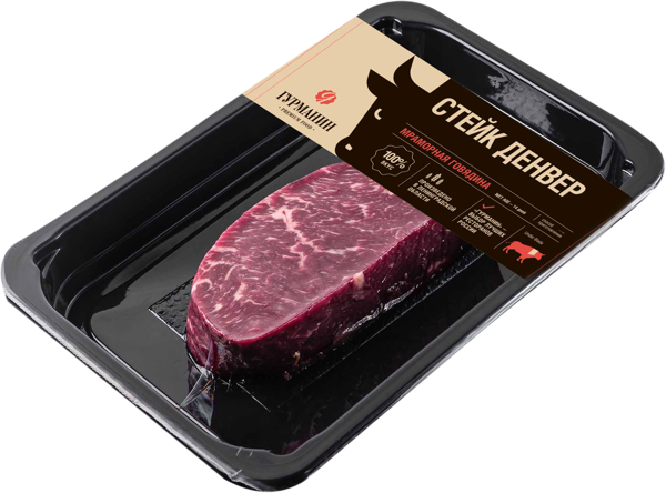 Изображение Мясо охлажденное Гурманин стейк денвер из мрам гов Гурманин скин, 240 г