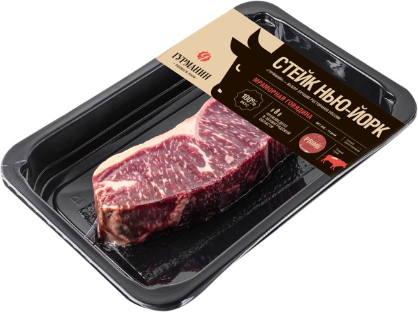 Изображение Мясо охлажденное из мрам гов Гурманин Стейк Стриплойн Гурманин скин, 250 г