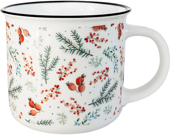 Изображение Кружка 385мл белая Эспрадо конфети еловая ветка Эспрадо м/у, 1 шт