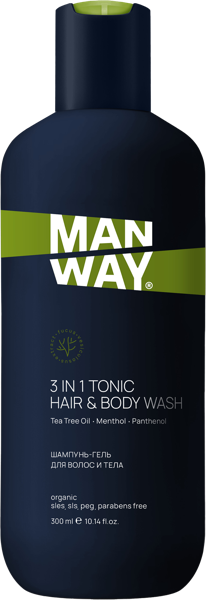 Изображение Гель для душа мужской Мен вей тонизирующий 3в1 Ингеоком Дистрибьюшен Парнерс п/у, 300 мл