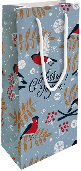 Изображение Пакет 15*32см для бутылок Би Смарт фрост снегири Иу Антэнг Пэкэджинг , 1 шт