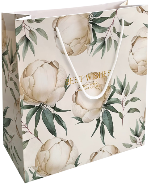 Изображение Пакет 32*32см бумажный Би Смарт пион айвори Иу Антэнг Пэкэджинг , 1 шт