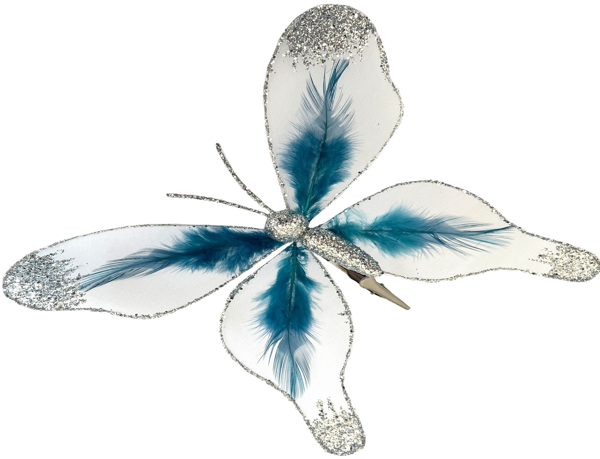 Изображение Елочное украшение 20см на клипсе Валма бабочка серебристая Феникс-Презент ООО , 1 шт