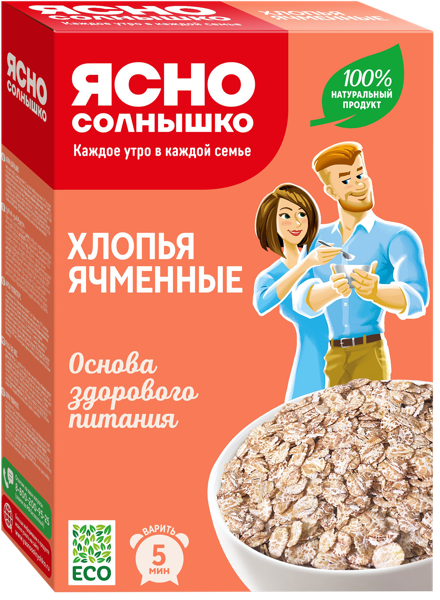 Изображение Хлопья ячменные Ясно Солнышко 5 мин Петербургский МК кор, 400 г