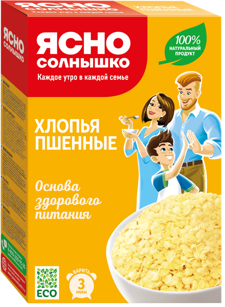 Изображение Хлопья пшенные Ясно Солнышко 3 мин Петербургский МК кор, 375 г