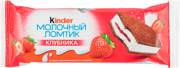 Изображение Пирожное бисквитное Киндер молочный ломтик клубника Ферреро м/у, 28 г