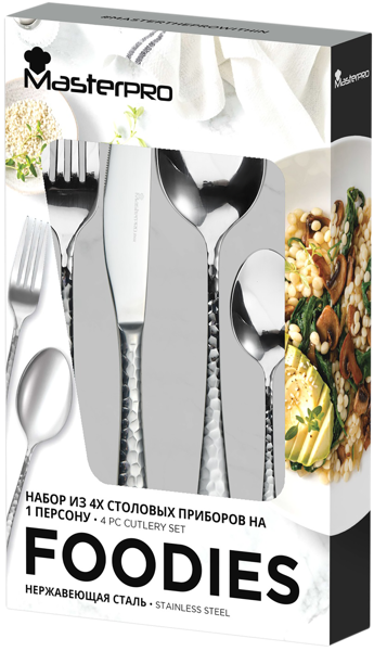 Изображение Набор столовых приборов Мастерпро 4 предмета сталь Бергнер кор, 1 шт