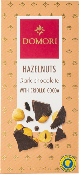 Изображение Шоколад темный какао криолло Домори с фундуком из Пьемонта Домори кор, 75 г