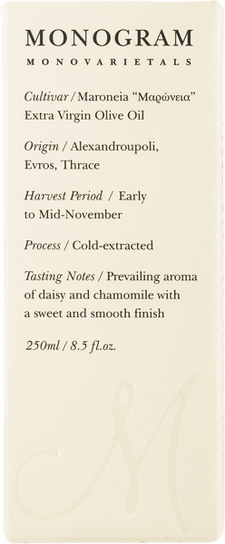 Изображение Масло оливковое 0,4% Монограм e.v. Маронея Култивар Анастасиос Манганас кор, 250 мл