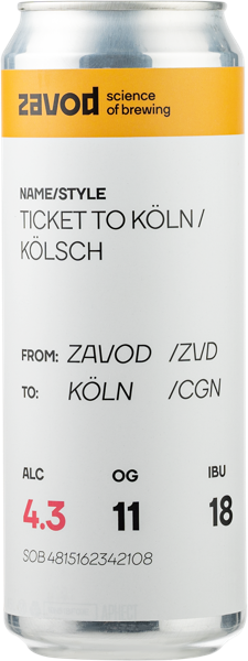 Изображение Пиво светлое Кельш 4,3% н/ф Завод Тикет ту Кельн Русский Крафт ж/б, 0,45 л
