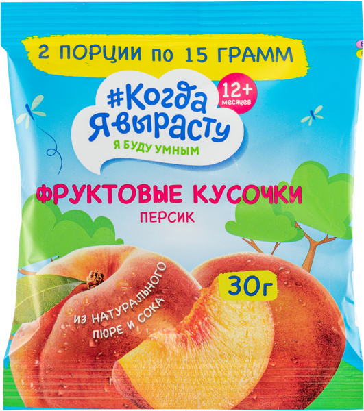 Изображение Фруктовые кусочки с 12 мес Когда я вырасту яблоко персик Петродиет ТД м/у, 30 г