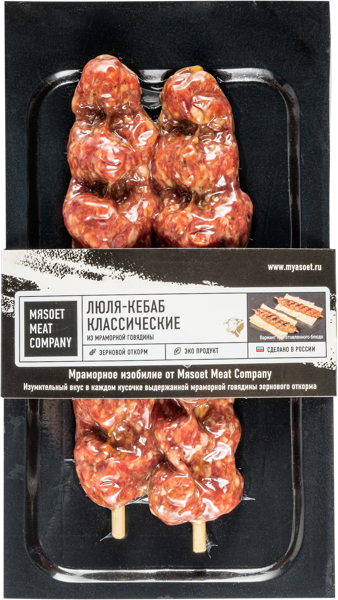 Изображение Полуфабрикат охлажденный Мясоет Мит Компани люля кебаб из мрам гов Мясоет скин, 180 г